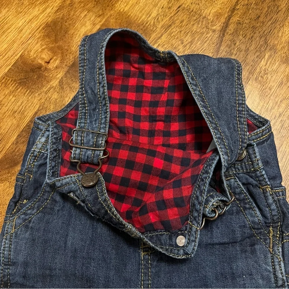 OshKosh B'gosh Blue Denim Blue Jean Baby Overalls Snaps 9 Months